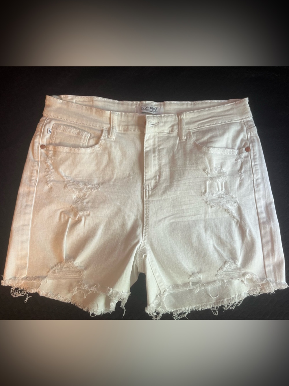 Judy Blue White Distressed Denim Jean Shorts